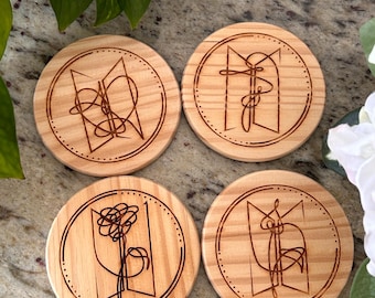 Posavasos K-pop / BTS / Serie LY / Posavasos de madera de 4"