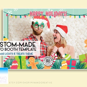 Custom Made Christmas Party Presents Theme Holiday Festive Photobooth Photo Booth Template