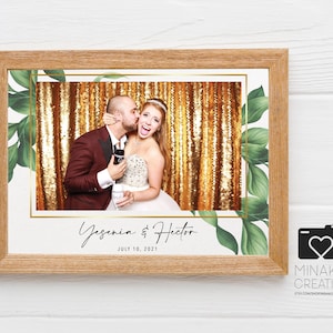 Custom Made Tropical Floral Wedding Island Summer Spring Gold Palm Leaves Natural Hawaiian Photobooth Photo Booth Template