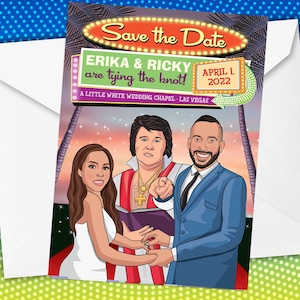 Vegas Save the Date Einladung, einzigartiges Ziel Save the Date Vegas, Elvis Hochzeitserinnerung, benutzerdefinierte Elvis Hochzeit Save the Date einladen