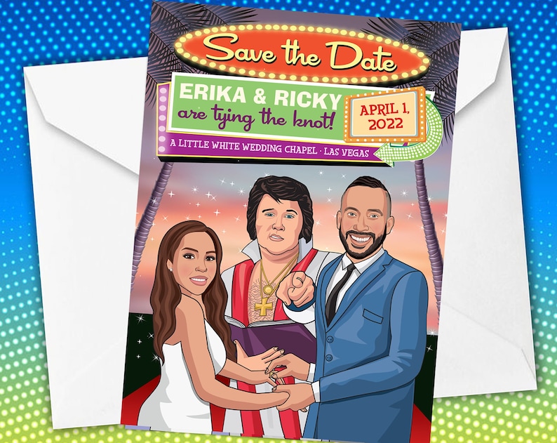 Vegas Save the Date Invitation Unique Destination Save the Date Vegas Elvis Wedding Reminder Custom Elvis Wedding Save the