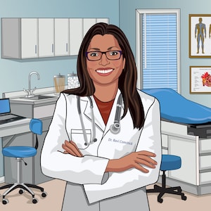 Custom Doctor gift, Family Doctor Gift, Custom Doctor Portrait, Doctor caricature, Doctor cartoon, Doctor retirement, Internist Gift