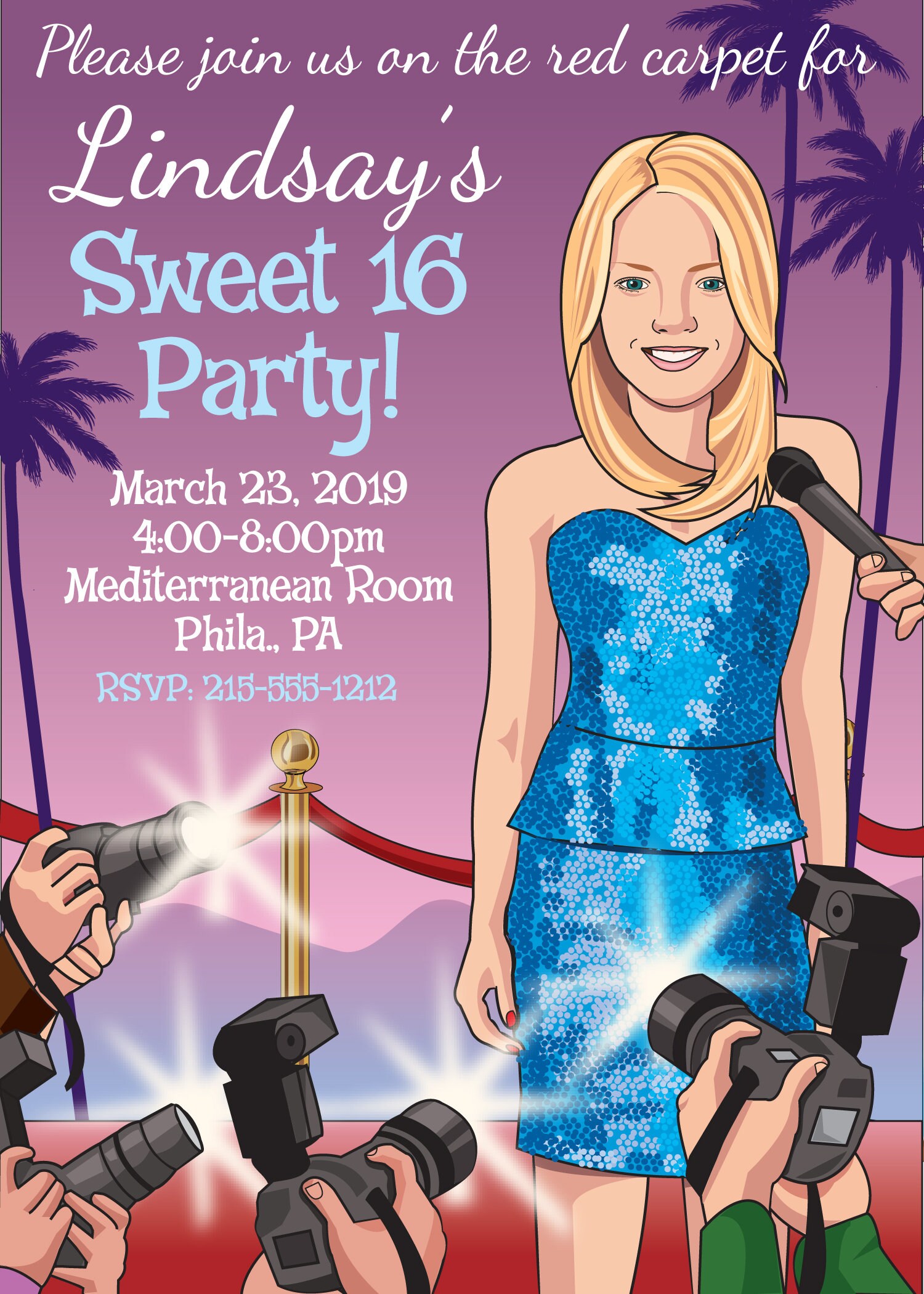Red Carpet Paparazzi Birthday Invitation Hollywood Celebrity | Etsy