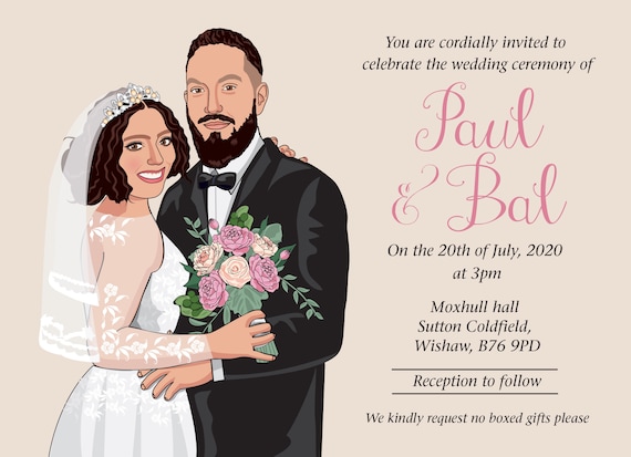 Caricature on sale wedding invitation