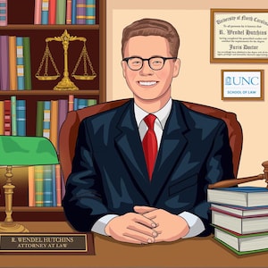Caricatura de abogado personalizada, regalo de jubilación, regalo de graduación de la facultad de derecho, regalo para abogado graduado, regalo de jubilación personalizado para mujer y hombre.