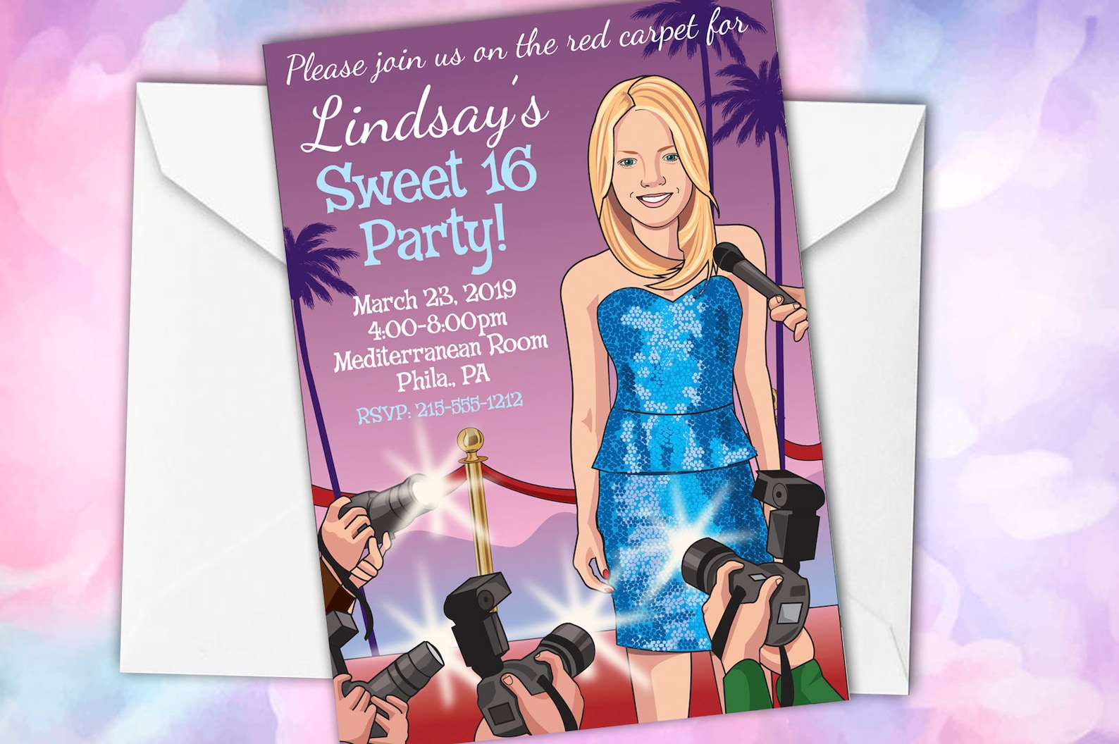 Red Carpet Paparazzi Birthday Invitation Hollywood Celebrity | Etsy