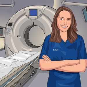 Caricatura de escáner CT, regalo técnico de escáner CT, regalo técnico de tomografía computarizada, regalo técnico de resonancia magnética, caricatura de técnico de tomografía computarizada