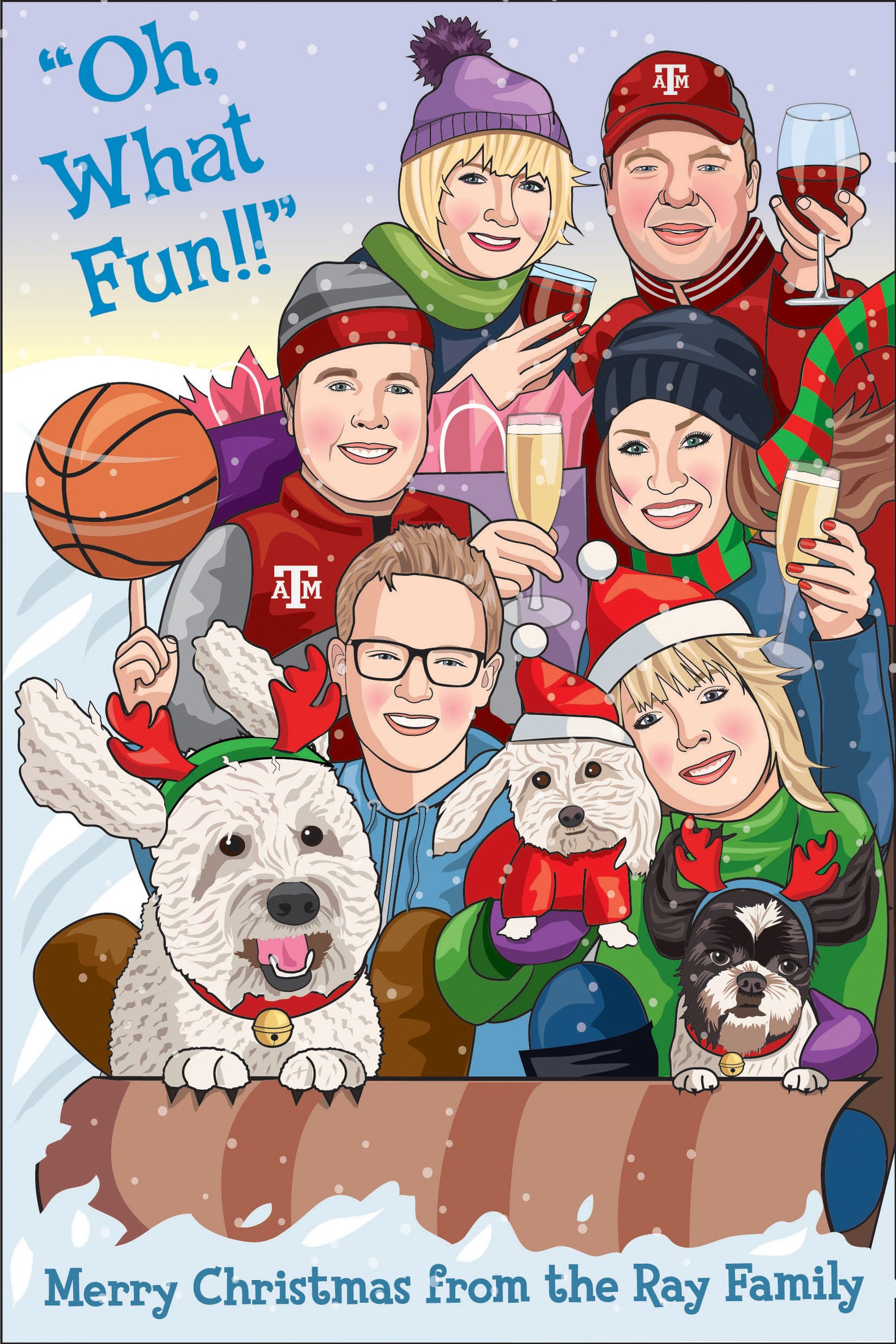 Cartoon Family Christmas Cards 