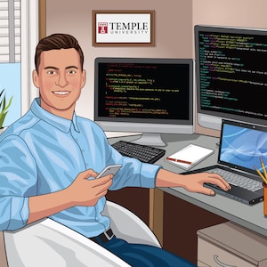 Regalo de informática personalizado, regalo de programador de computadoras, caricatura de ingeniero informático, caricatura de programador, regalo de ingeniero de software,