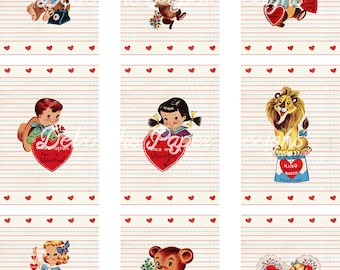 Tarjetas ATC de San Valentín vintage, tarjetas para diario, creación de tarjetas, scrapbooking, collage, invitaciones, diario