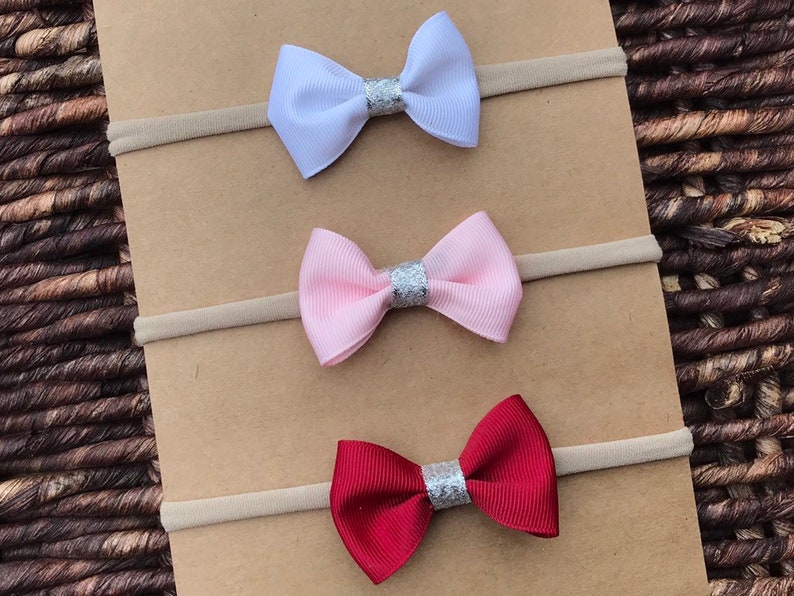 Small Ribbon Bow Headband Nylon Headband Grossgrain Bow Etsy