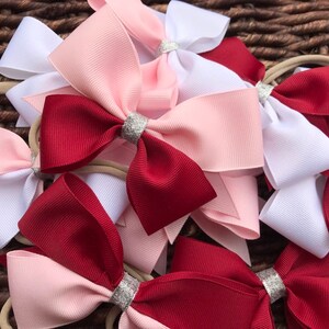 Big Ribbon Bow - Grosgrain nylon headband Bow. White - Pink - Red - Premie - Baby - Toddler - Teen - Christmas - Valentine&#39;s Day