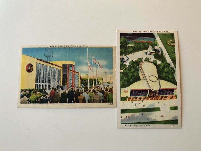 Lot of 2 RCA Pavilion Postcards 1939 1940 New York Worlds Fair