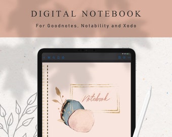 Digital Notebook Goodnotes, 12 Subject Digital Diary Journal, Hyperlinked Tabs, Digital Notebook iPad, Lined, Dot Grid, Grid Paper