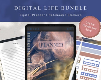 Ultimate Digital Planner Bundle, Includes Digital Life Planner, Digital Notebook and Digital Stickers, for iPad or Tablet and Goodnotes,