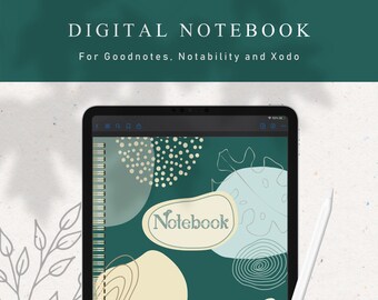 Digital Notebook Goodnotes, 12 Subject Digital Diary Journal, Hyperlinked Tabs, Digital Notebook iPad, Lined, Dot Grid, Grid Paper