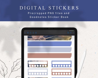 Digital Stickers Pack, Pre-cropped PNG, Goodnotes File, Digital Sticky Notes, Washi Tape Stickers, Digital Sticker Book, iPad Stickers