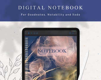 Digital Notebook Goodnotes, 12 Subject Digital Diary Journal, Hyperlinked Tabs, Digital Notebook iPad, Lined, Dot Grid, Grid Paper