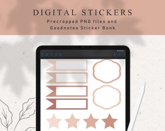 Digital Stickers Pack, Pre-cropped PNG, Goodnotes File, Digital Sticky Notes, Washi Tape Stickers, Digital Sticker Book, iPad Stickers