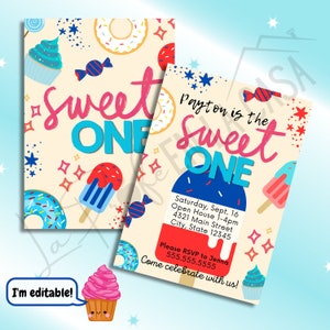 Sweet One birthday | Sweet Birthday invitation | Dessert birthday | printable