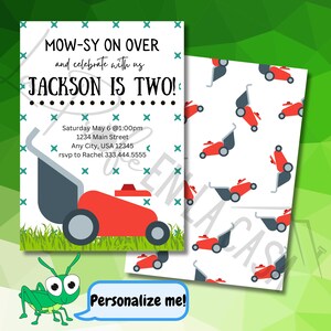 Lawnmower Birthday Invitation | Tractor Birthday Invitation | Any Age Lawnmower Invite | Digital File | printable