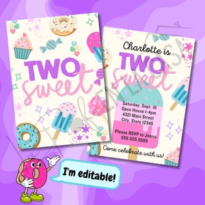 Two Sweet birthday | 2nd Birthday invitation | Donut Party Birthday | printable