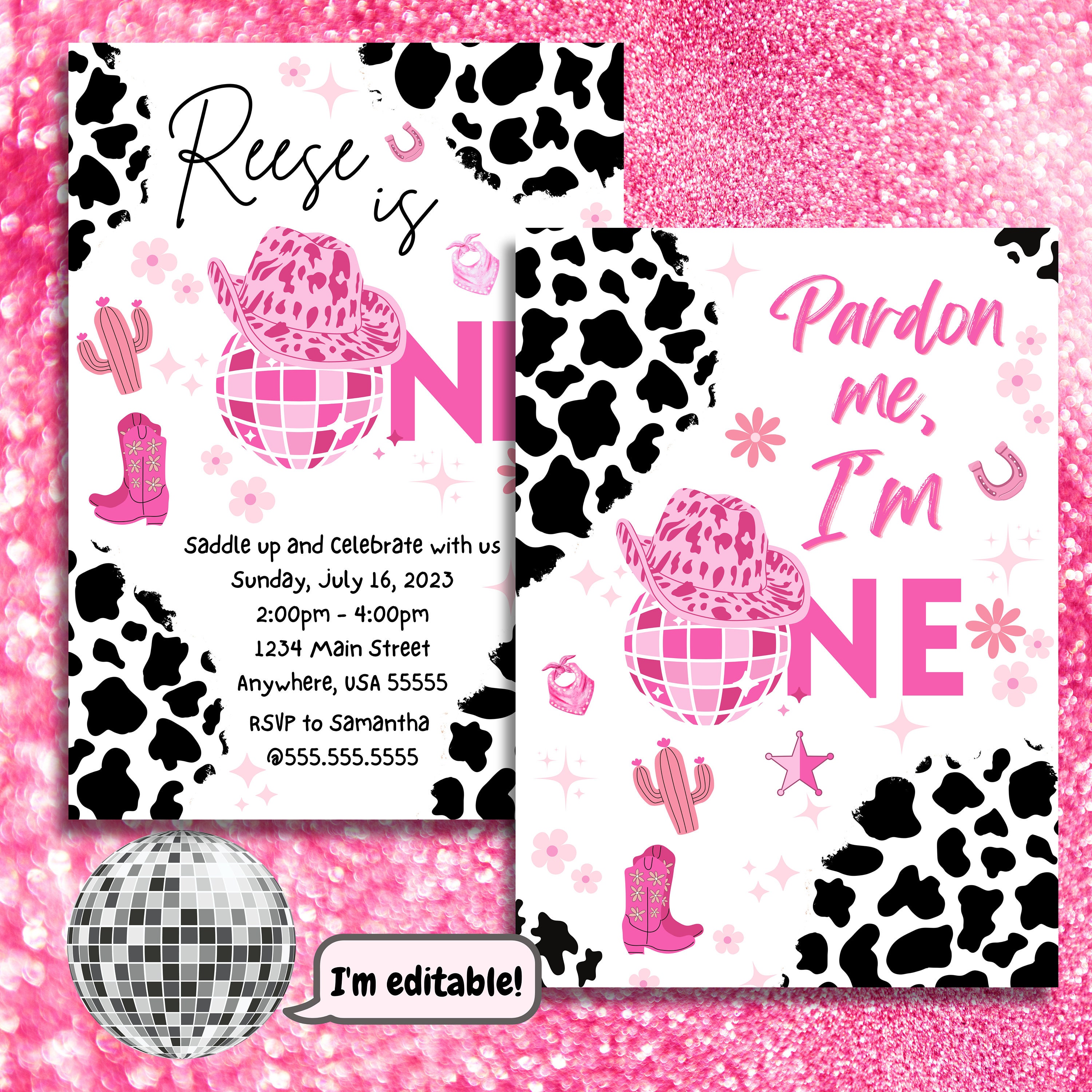 Pardon Me, Im One Invitation Dolly Parton Birthday Invite Cowgirl 1st