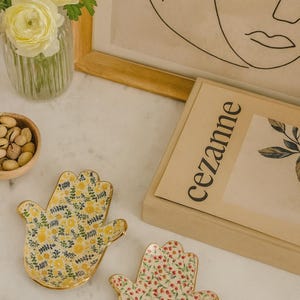 Hand-Built Ceramic Hamsa Plate with 24k Gold Luster