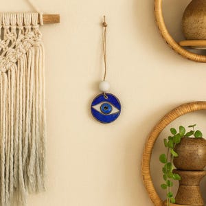 Hand Made Ceramic Evil eye wall hanging With 24k Gold Luster