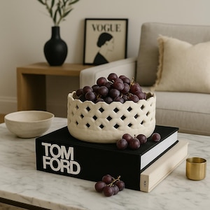 Hand Built Ceramic Basket Bowl: Persian Inspired Fruit Basket image 1