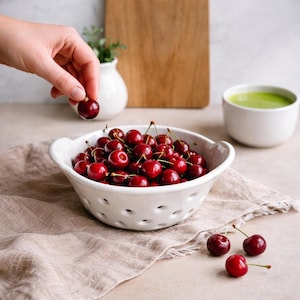 Handmade ceramic strainer, basket,berries bowl,gift