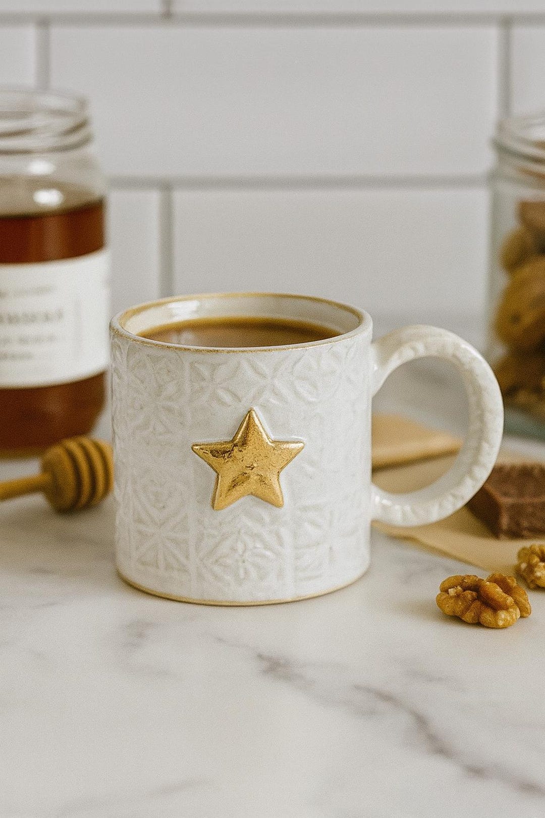 Handmade Golden Star Mug : Ceramic Coffee Mug With 24k Gold Luster - Etsy