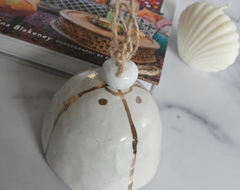 Hand Made Ceramic Bell With 22k Gold Luster