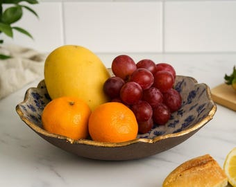 Handmade Ceramic vintage look, serving bowls , with 24k gold luster.