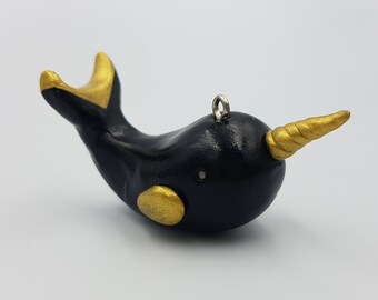 Narwhale Charm (polymer clay)