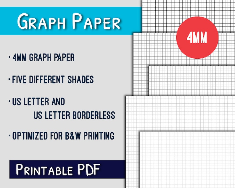 Graph Paper Printable--4mm US Letter Graph Paper Printable, Grayscale, PDF image regarding Printable Loose Leaf Paper titled Graph Paper Printable--4mm US Letter Graph Paper Printable, Grayscale, PDF