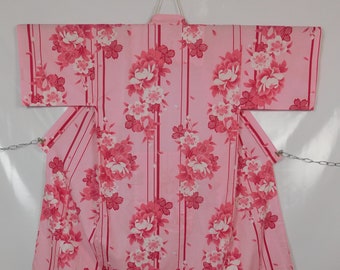 Japanese Nemaki Yukata Kimono Abstract Pattern of Flowers Floral Gift For Her Sewing Fabric Cotton Vintage Boho 071221-02