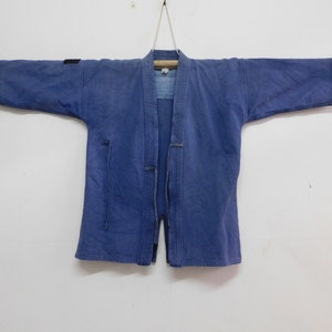 Boys Kids vintage Japanese Indigo Blue Cotton Sashiko Kendo Gi Aikido Budo Kimono Jacket Noragi Boro Gifts for Him KG140921-07