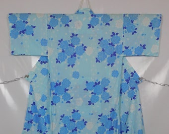 Japanischer Nemaki Yukata Kimono Abstraktes Muster von Blumen Blumengeschenk für Sie Nähe Stoff Baumwolle Vintage Boho 071221-05