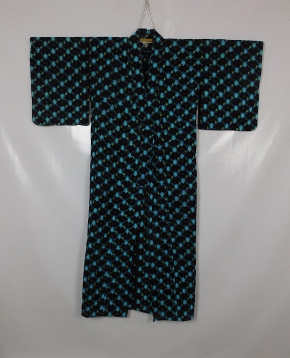 vintage Japanese Indigo Blue Cotton Kimono Robe N… - image 2