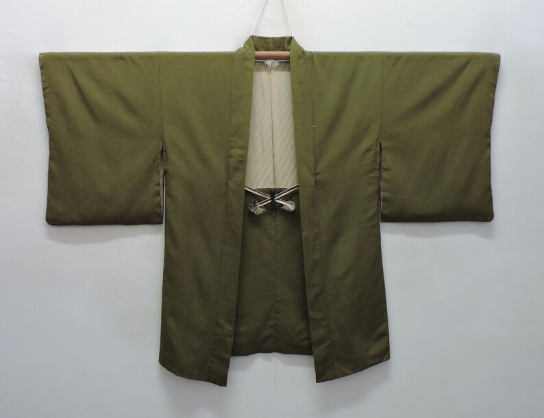 vintage Japanese Kimono Jacket Silk Haori Abstract Striped Xmas Gift For Her HR2019032815