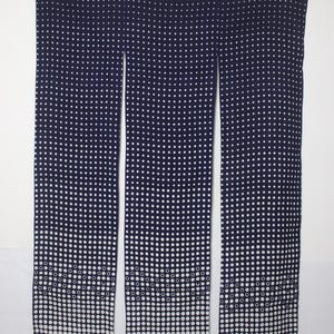 Minimalist White Dots Japanese Cotton Indigo Dyed Curtain Noren Fabric Three Panels Doorways Wall Hanging 120725-07