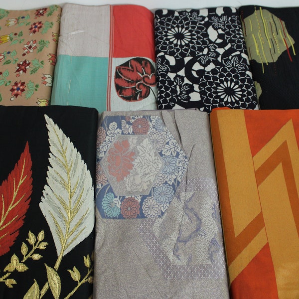 7 Nagoya Obi Wholesale Lot of 7 Japanese Kimono Yukata Sash Belt Table Runner Mat Wall Display Art Christmas Gift Fabrics 300923-05