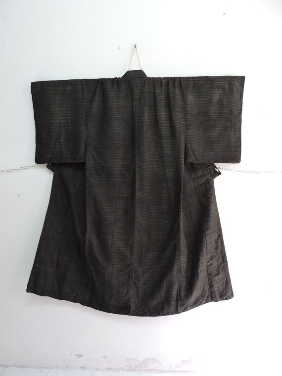 Japanese Mens Silk Cotton Ikat Kasuri Kimono Abstract… Gem
