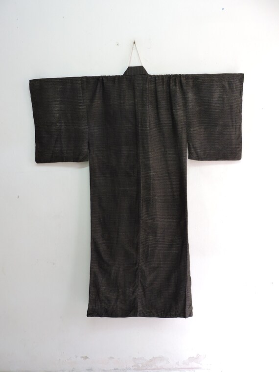 Japanese Mens Silk Cotton Ikat Kasuri Kimono Abstract… Gem