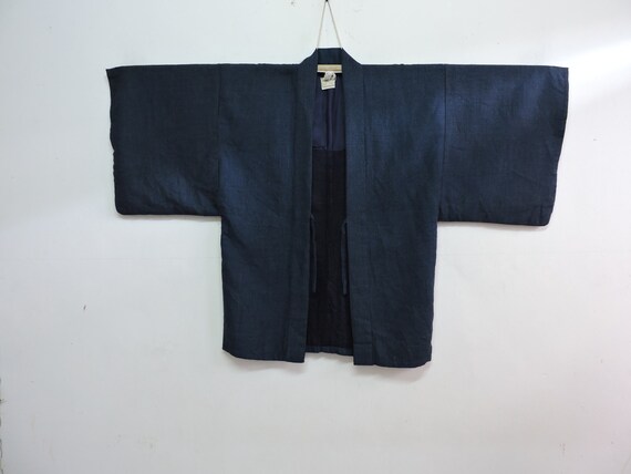 Japanese Mens Haori Kimono Outer Jacket Blue Cotton Wool - Etsy