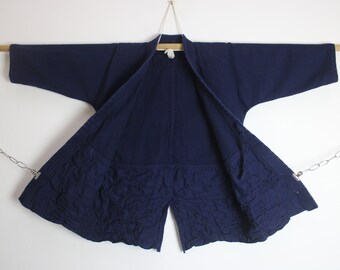 sz S Japonês Indigo Azul Tingido Algodão Sashiko Kendo Gi Aikido Budo Diamond Weave Kimono Jaqueta Noragi Haori Boro Aizome Dougi 210724-06