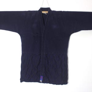 mens sz Medium Japanese Blue Cotton Sashiko Kendo Gi Aikido Budo Kimono Jacket Noragi Boro Aizome Indigo Diamond Weave 160825-08