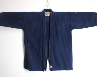 Kabuto Brand #3 sz Large vtg Japanese Cotton Kendo Gi Kendogi Sashiko Jacket Uniform Budeon Aikido Kimono Noragi Peasant Boro 201223-11