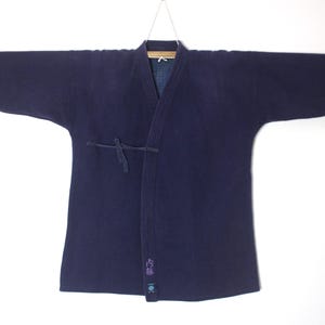mens sz Large Japanese Blue Cotton Sashiko Kendo Gi Aikido Budo Kimono Jacket Noragi Boro Aizome Indigo 160825-03
